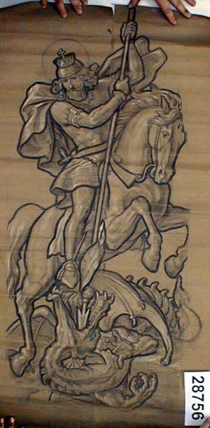 MUO-028756: Sv. Juraj na konju: nacrt za vitraj