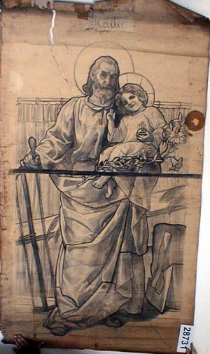 MUO-028731: Sv. Josip s Isusom: nacrt za vitraj