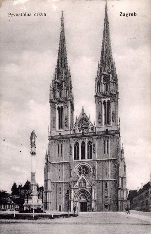 MUO-032147: Zagreb - Pročelje katedrale: razglednica