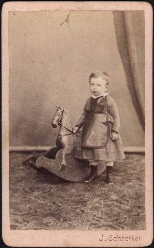 MUO-042880: Dijete s drvenim konjićem: fotografija