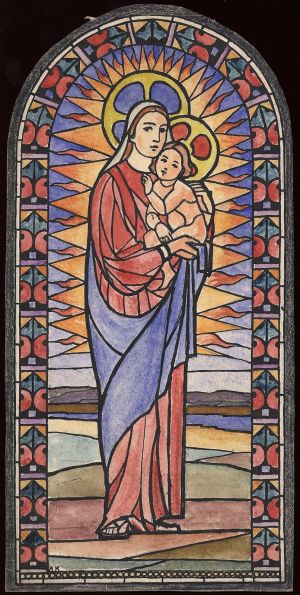 MUO-031479: Bodorodica i Isus dijete: skica za vitraj