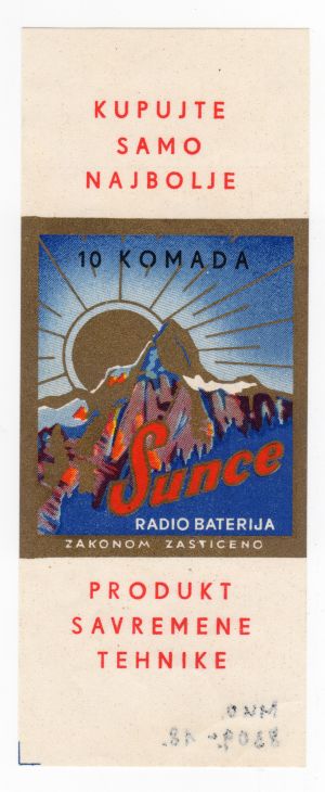 MUO-008309/18: Sunce radio baterija: etiketa