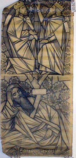 MUO-029187/02: Marija s Isusom i svecima: nacrt za vitraj