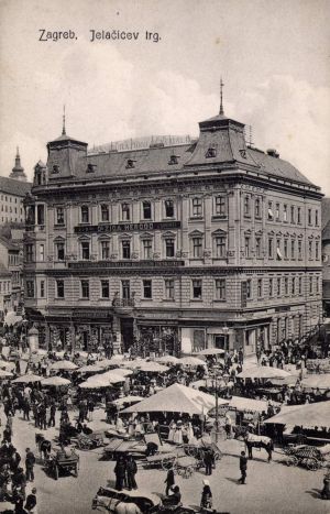 MUO-037153: Zagreb - Jelačićev trg; Palača Pongratz: razglednica