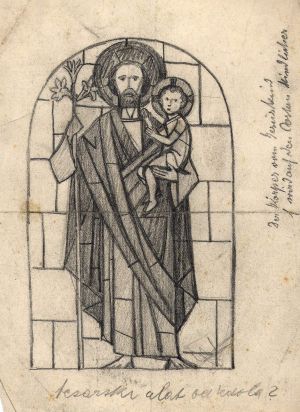 MUO-034597: Sv. Josip i Isus: skica za vitraj