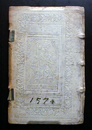 MUO-003763: Korice knjige iz 1574.: fragment korica za knjigu