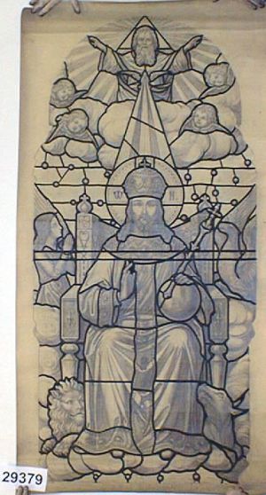 MUO-029379: Krist Kralj - pravoslavni: nacrt za vitraj