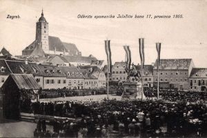 MUO-015625/08: Zagreb - Otkriće spomenika Jelačića bana : Zagreb - inauguration of the Ban Jelacic's monument: razglednica