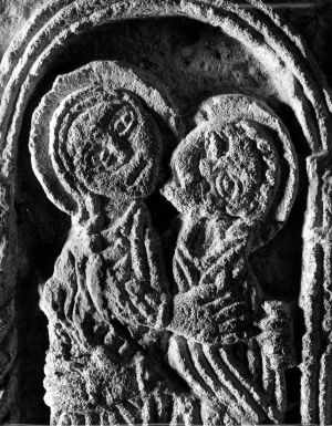 MUO-040007/01: Susret Marije i Elizabete : Plutej oltarne pregrade iz Sv. Nediljice u Zadru: fotografija