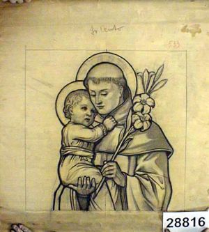 MUO-028816: sv. Antun s Isusom: nacrt za vitraj