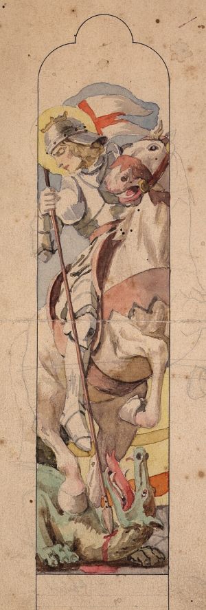 MUO-031542: Sv. Juraj na konju: skica za vitraj