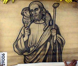 MUO-029006: Isus dobri pastir (gornji dio): nacrt za vitraj