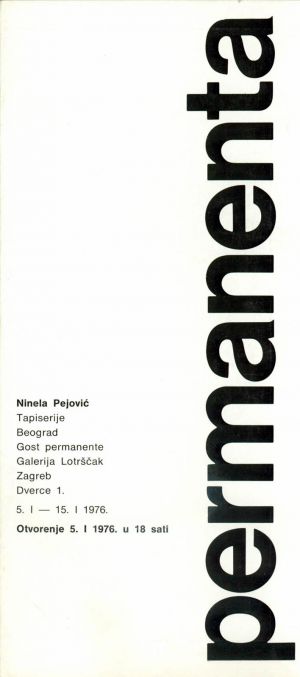MUO-046721: Permanenta - Ninela Pejović: deplijan izložbe