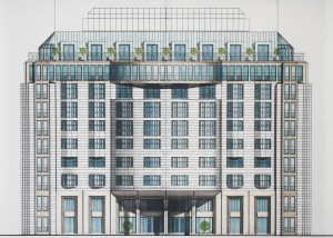 MUO-057450/03: Hotel Hilton Vienna Plaza (ranije Plaza Wien) - oblikovanje fasade, Schottenring 11, Beč: arhitektonski nacrt