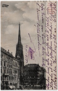 MUO-032308: Beč - Ulica s zvonikom katedrale: razglednica