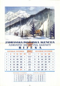 MUO-021557/01: JADRANSKA POMORSKA AGENCIJA RIJEKA 1952: kalendar