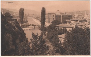 MUO-031013: BiH - Sarajevo - Panorama s Vijećnicom: razglednica