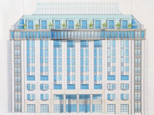 MUO-057450/02: Hotel Hilton Vienna Plaza (ranije Plaza Wien) - oblikovanje fasade, Schottenring 11, Beč: arhitektonski nacrt