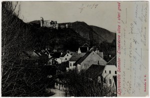 MUO-033181: Samobor - Livadićeva ulica i Stari grad: razglednica