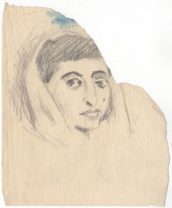 MUO-056522: Skica lica žene: crtež