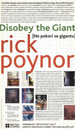 MUO-052595/01: Disobey the Giant: Rick Poynor: plakat