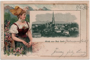 MUO-034793: Austrija - Bad Hall; Panorama s djevojkom: razglednica