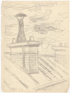 MUO-056357: Krov s dimnjacima: crtež