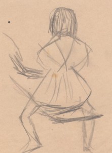 MUO-056505: Djevojčica prikazana s leđa: crtež