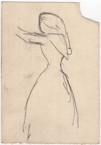 MUO-056552: Žena u haljini: crtež