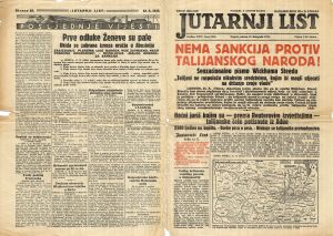MUO-052740: Jutarnji list: Nema sankcija protiv talijanskog naroda!: novine