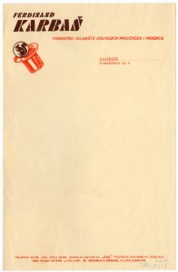 MUO-008307/51: Ferdinand KARBAŠ tvorničko skladište kovinskih proizvoda i pređica: listovni papir