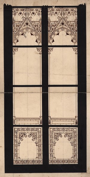 MUO-036273: arhitektura prozora: skica za vitraj