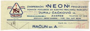 MUO-021153: zagrebački 'NEON' proizvodi: račun