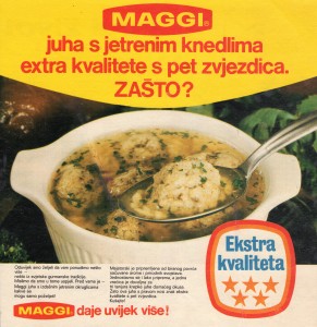 MUO-029635: Maggi juha s jetrenim knedlima extra kvalitete s pet zvjezdica. Zašto?: reklamni oglas
