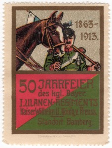 MUO-026127/01: 50 jahrfeier des kgl. Bayer I. ulanen-regiments Kaiser Wilhelm II...: poštanska marka