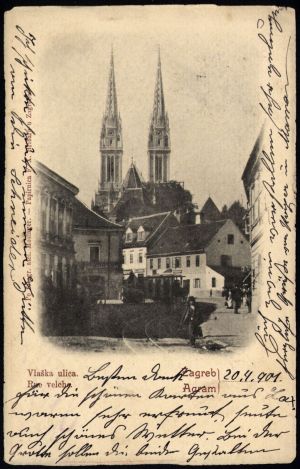 MUO-032462: Zagreb - Vlaška ulica s pogledom na katedralu: razglednica