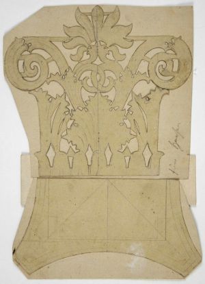 MUO-028313: Kolaž; kapitel s volutama i stiliziranim palmetama.: arhitektonski crtež