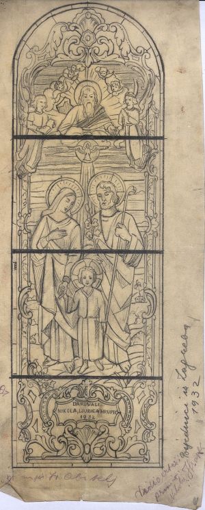 MUO-034614: sv. Obitelj s Bogom Ocem i anđelima: skica za vitraj