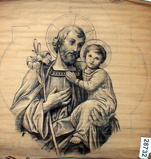 MUO-028732: Sv. Josip s Isusom: nacrt za vitraj