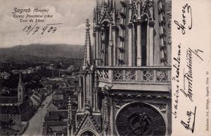 MUO-038578: Zagreb - Katedrala; Detalj zvonika: razglednica