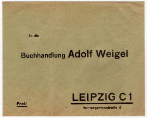 MUO-020864/17: n die Buchhandlung Adolf Weigel LEIPZIG: poštanska omotnica