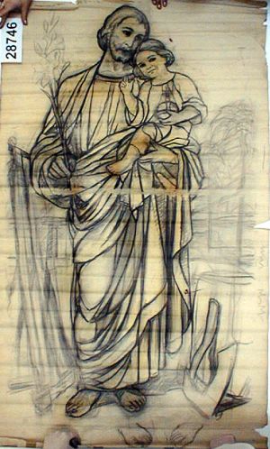 MUO-028746: Sv. Josip s Isusom: nacrt za vitraj