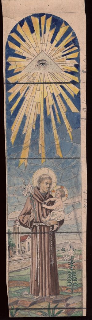 MUO-031560: Sv. Franjo i Isus: skica za vitraj