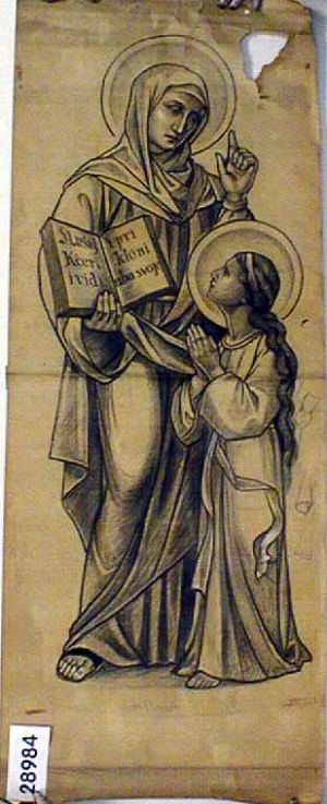 MUO-028984: sv. Ana s Marijom: nacrt za vitraj
