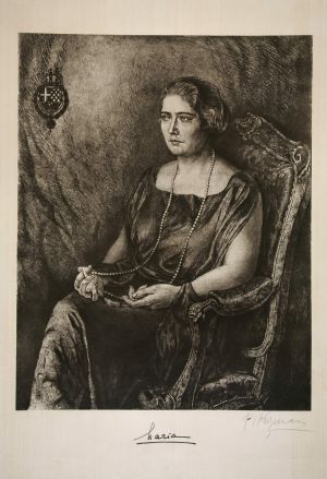 MUO-004205: Portret kraljice Marije Karađorđević: grafika