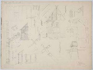 MUO-044809/03: Crtež dijelova seljačke kuće i hambara: arhitektonski crtež