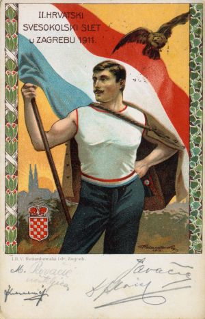 MUO-044870: II. Hrvatski svesokolski slet u Zagrebu 1911.: razglednica