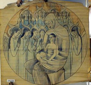 MUO-029156: Bogorodica s anđelima: nacrt za vitraj