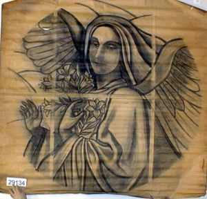 MUO-029134: Anđeo, Salezijanci: nacrt za vitraj