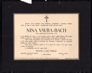 MUO-023291: Nina Vavra-Bach: osmrtnica
